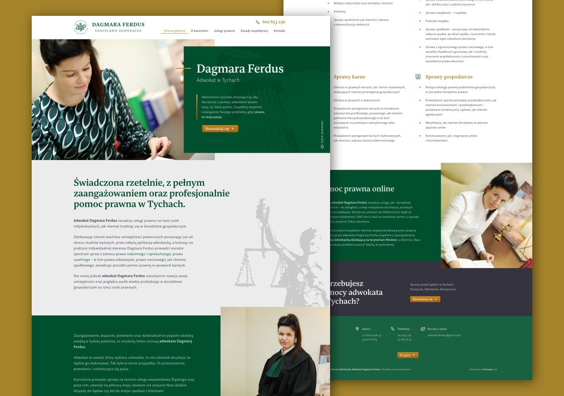 Projekt graficzny serwisu: Adwokat Dagmara Ferdus